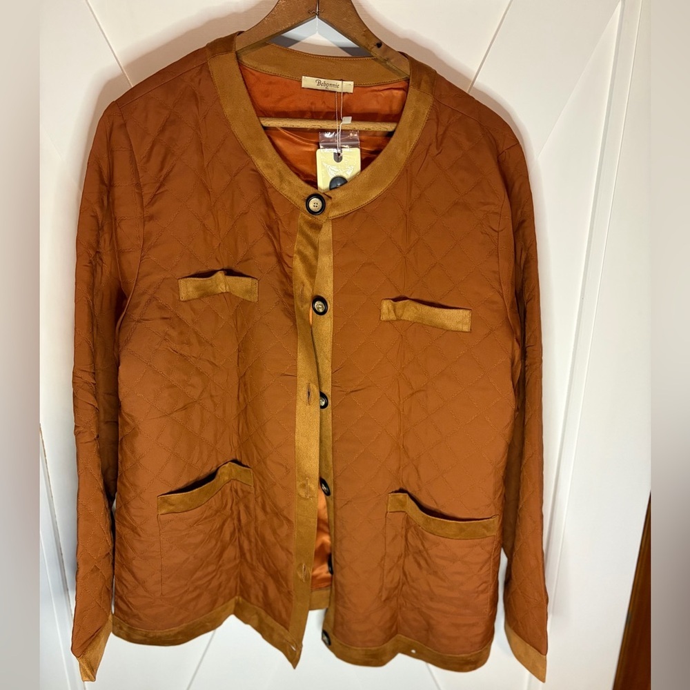Women's Quilted Orange Jacket SIZE XL NWT - Picture 6 of 11